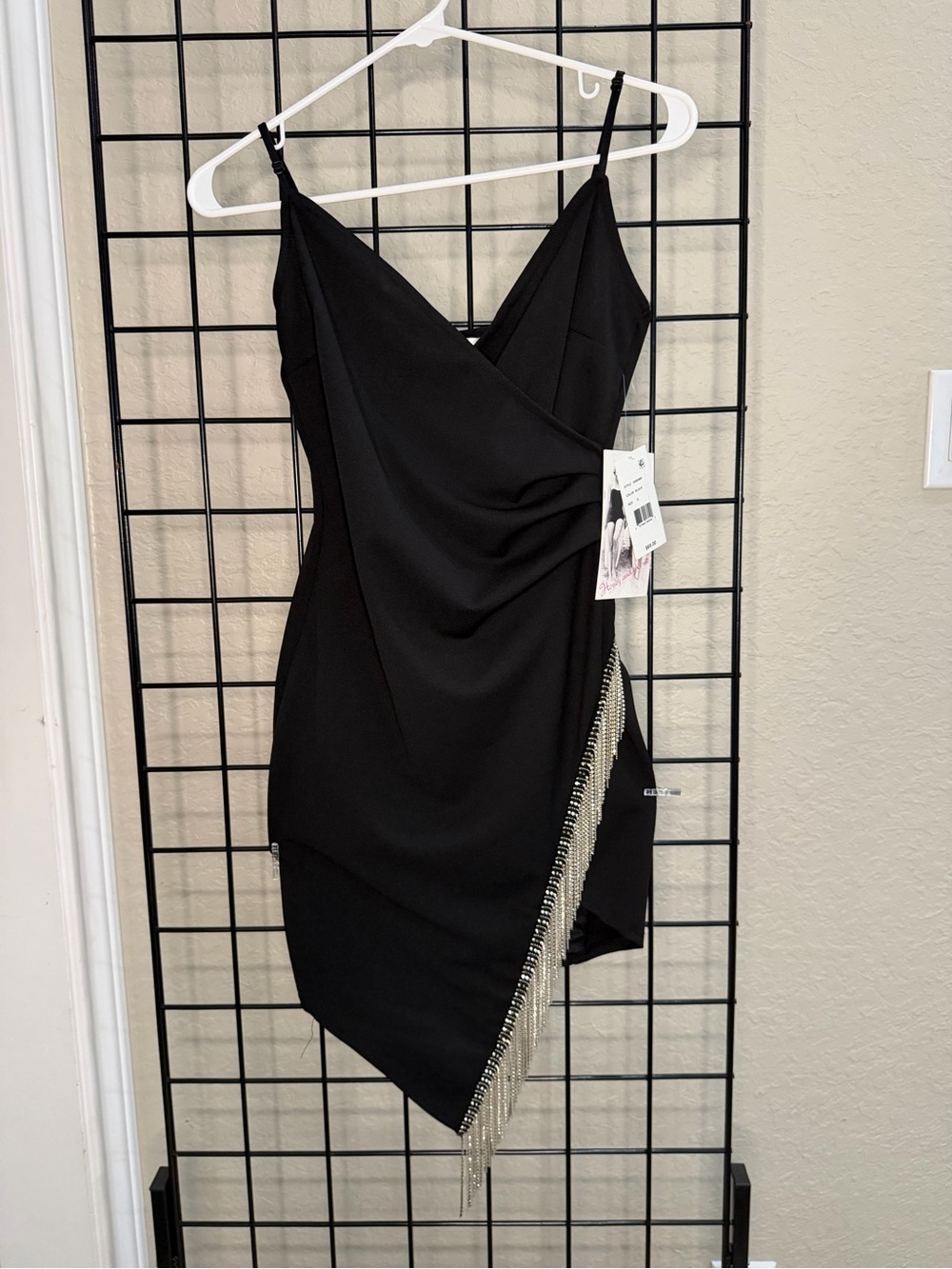 Honey and Rosie Black Mini Dress with Silver Fringe